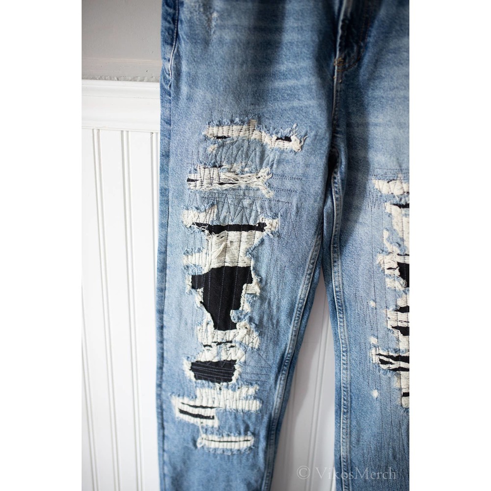 Destroyed Jeans Tattered Blue NEW - Picture 3 of 9